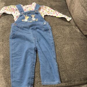 John Deere Blue Overalls with Floral Top